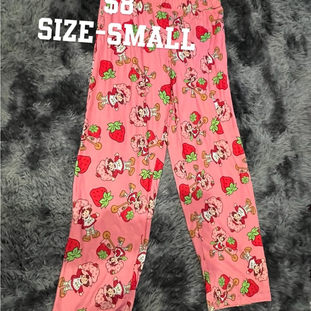 Pink Cartoon Print Pajama Pants